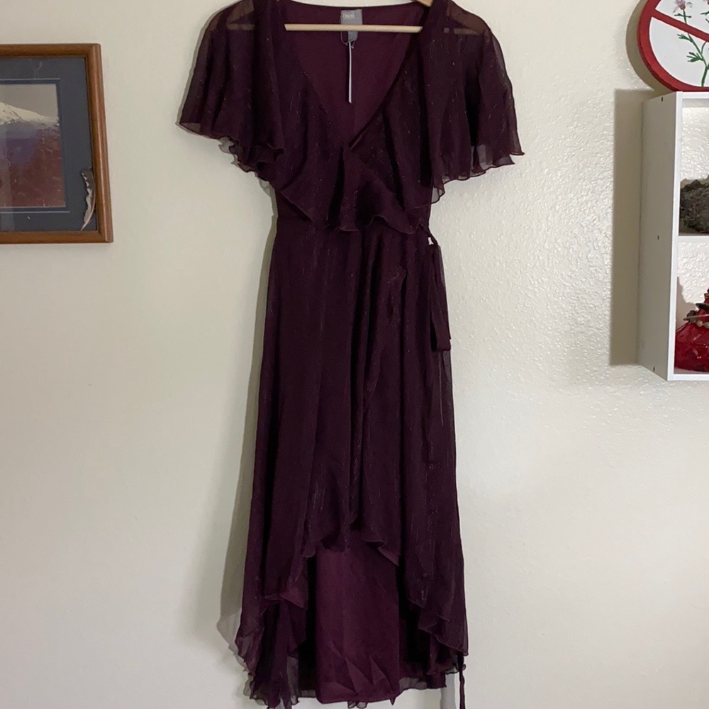 ASOS Plum Midi Dress with Metallic Strips NWT